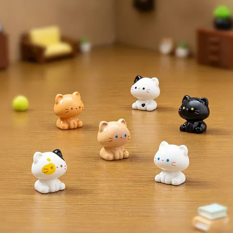 Miniature Resin Cat Figurine Sitting Kitten Statue Desktop Decor Tiny Animal Micro Landscape Fairy Garden DIY Ornament