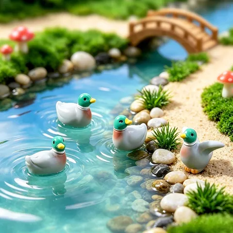 Figuras de Pato Real en Miniatura de Resina Decoración de Jardín de Micro Paisaje Suministros de Manualidades para Jardín de Hadas Pequeños Adornos