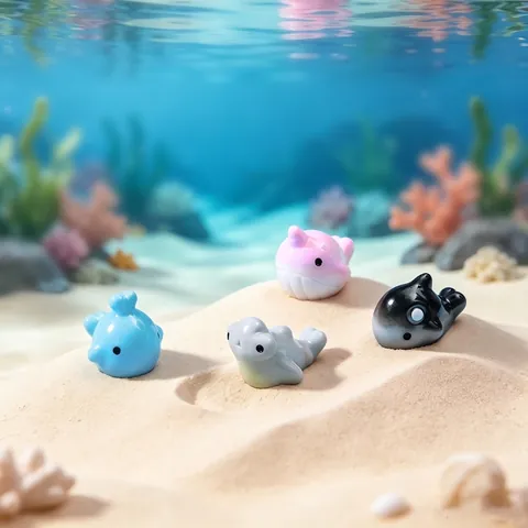 Mini Baleine Requin Animal Océanique Figurines en Résine Miniature Vie Marine Micro Paysage Décoration d'Aquarium Ornements DIY