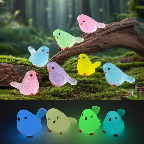 Miniature Luminous Bird Figurines Resin Glow In The Dark Birds For DIY Fairy Garden Landscape Decoration Micro Landscape Accessories