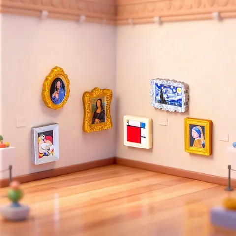 Miniature Famous Painting Simulation Resin Dollhouse Ornaments Retro Frame Desktop Micro Landscape DIY Decor Accessories