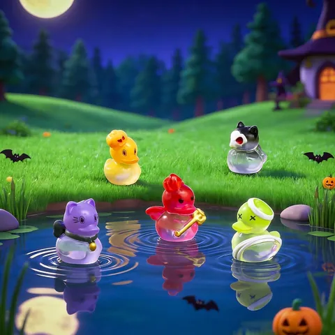 Halloween Mini Pumpkin Demon Duck Resin Ornaments DIY Micro Landscape Decorations Desktop Small Animal Ornaments Gift