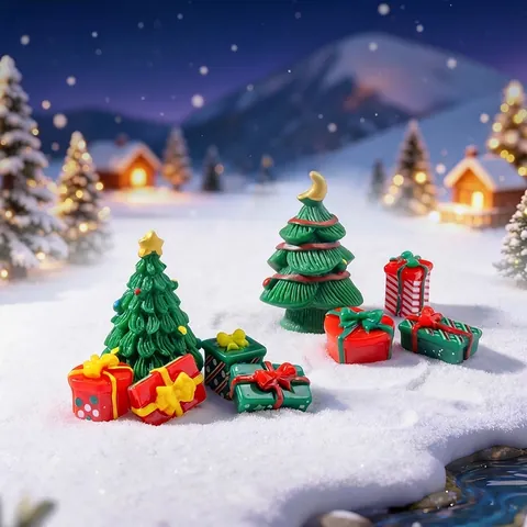Miniatuur Kerst Cadeaudoos Micro Landschap Kleine Hars Ornamenten Voor DIY Sprookjestuin Sneeuwscène Winter Tafel Decor Cadeaudoos Serie
