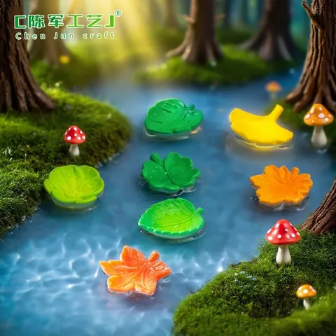 Floating Leaves Resin Miniature Ornaments For Fish Tank Garden DIY Micro Landscape Sycamore Ginkgo Maple Leaf Decor