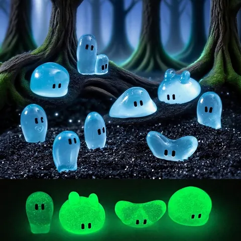 Luminous Semi-Transparent Blue Dew Tree Elf Spirit Resin Miniature Figurines Glow In Dark For DIY Micro Landscape Decor