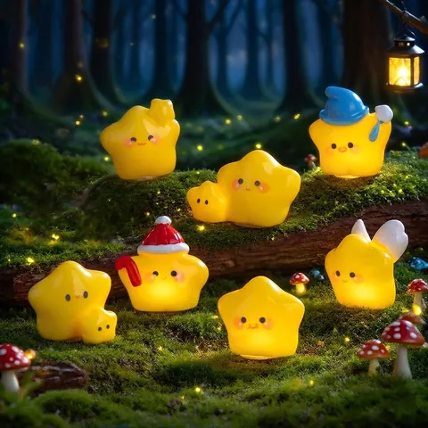 Estrella Amarilla Adornos de Resina Micropaisaje Miniaturas Decorativas Creativas Bricolaje Jardín de Hadas Navidad Ángel Estrella Figuras Accesorios de Escritorio