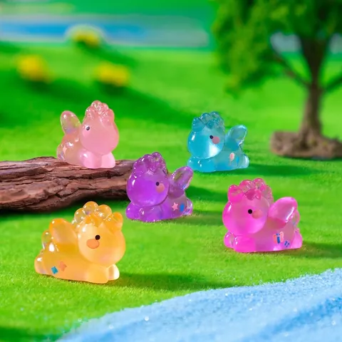 Luminous Mini Unicorn Resin Figurine Lying Pose Glow In The Dark Micro Landscape Decoration Garden DIY Craft Ornament