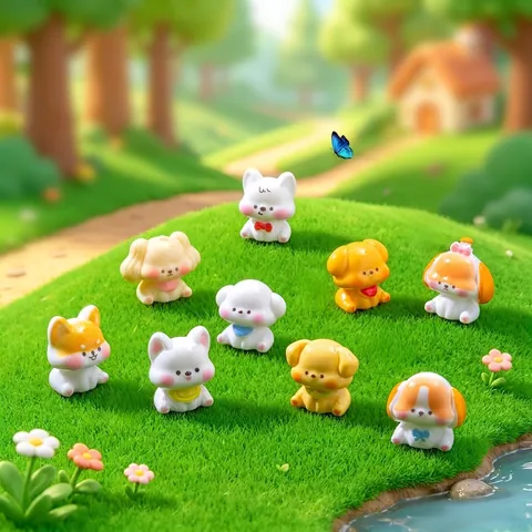 Micro Landscape Cute Puppy Dog Resin Figurine Miniature DIY Ornament Accessories For Car Desktop Home Decoration Gift
