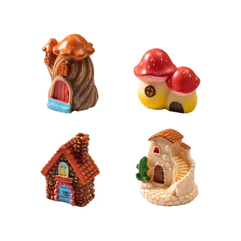 Miniature Resin Mushroom House Fairy Garden Accessories Micro Landscape Decor For Gardening Ornaments Car Dashboard Figurine