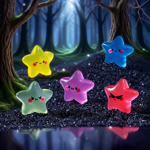 Luminous Star Miniature Figurine Glow in the Dark Resin Expression Stars Micro Landscape DIY Accessories Decor Ornament