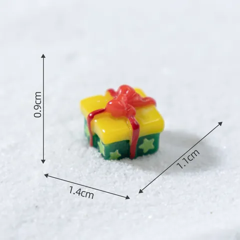 Miniatura Caja de Regalo de Navidad Micropaisaje Pequeños Adornos de Resina para DIY Jardín de Hadas Escena de Nieve Invierno Mesa Decoración