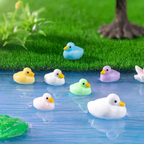 Miniature Colorful Duck Resin Figurines Micro Landscape Garden Decor DIY Ornaments Multi Color Tiny Duck Duckling Statues