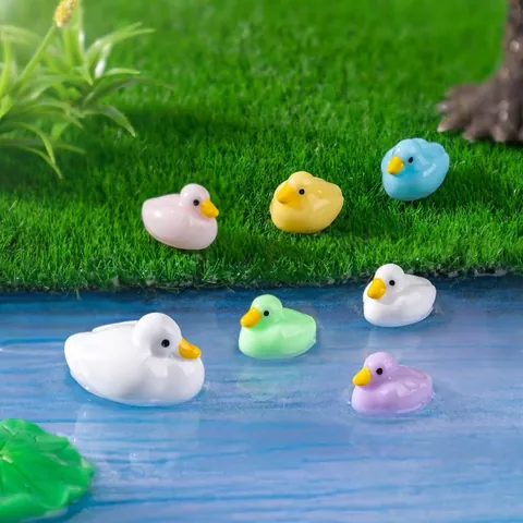 Miniature Colorful Duck Resin Figurines Micro Landscape Garden Decor DIY Ornaments Multi Color Tiny Duck Duckling Statues