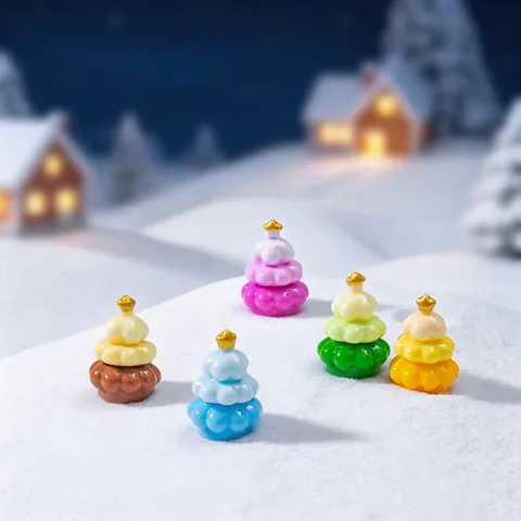 Miniatura Árbol de Navidad Resina Degradado Figura Dibujos Animados Para Micropaisaje DIY Escena de Nieve Decoración de Escritorio