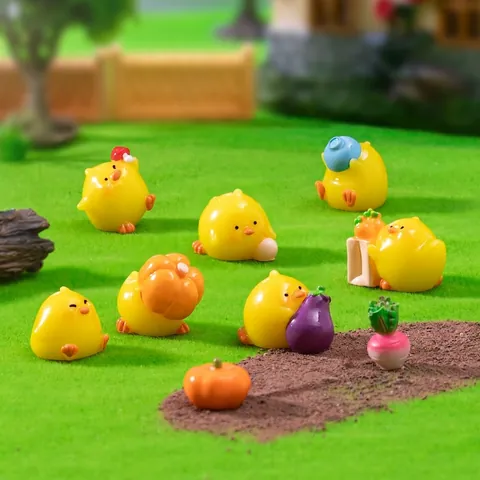 Cute Miniature Chicken Figurines Resin Farmhouse Chick Ornaments For Fairy Garden DIY Landscape Terrarium Car Desktop Decor