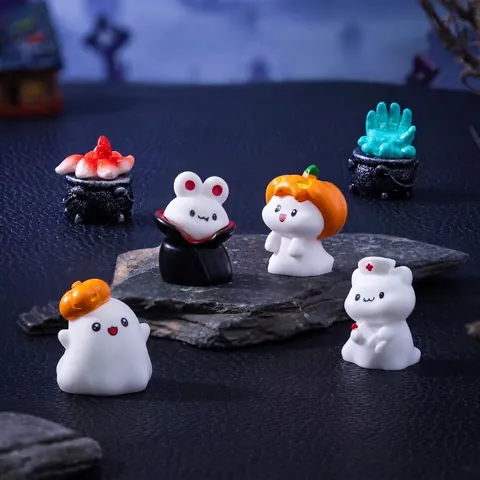 Halloween Miniature Ghost Pumpkin Elf Resin Figurines For DIY Micro Landscape Desktop Decoration Festive Home Ornaments Party Favors