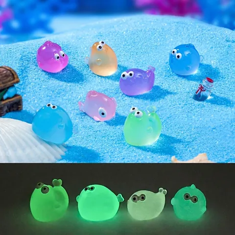 Mini Ornements Lumineux de Poisson Gras Aménagement d'Aquarium Marin DIY Artisanat en Résine Accessoires de Décoration de Micro-Paysage pour Aquarium