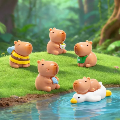Cute Capybara Resin figurines Micro Landscape Miniature Garden Ornaments Cartoon Animal Statue For DIY Crafts Desk Decor