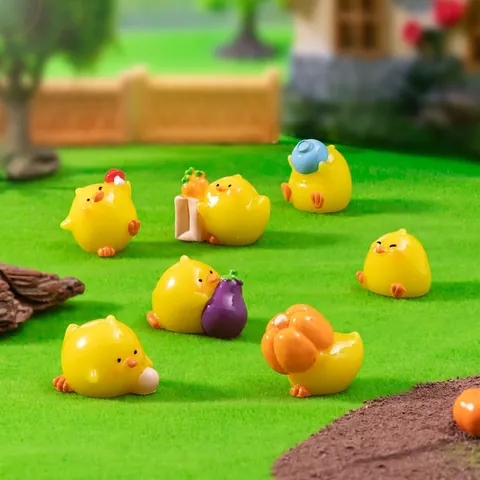 Cute Miniature Chicken Figurines Resin Farmhouse Chick Ornaments For Fairy Garden DIY Landscape Terrarium Car Desktop Decor