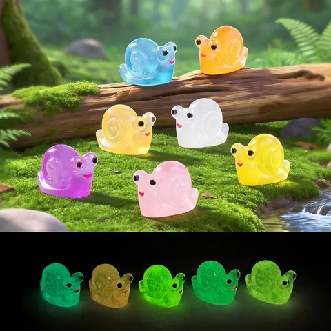 Luminous Mini Snail Figurine Resin Miniature Landscape Ornaments Colorful Glow In Dark Snail Doll Garden DIY Accessories