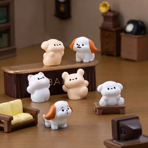 Cute Dancing Cat Dog Miniature Figurine Resin Statue Dollhouse DIY Decoration Accessories Micro Landscape Desktop Ornament