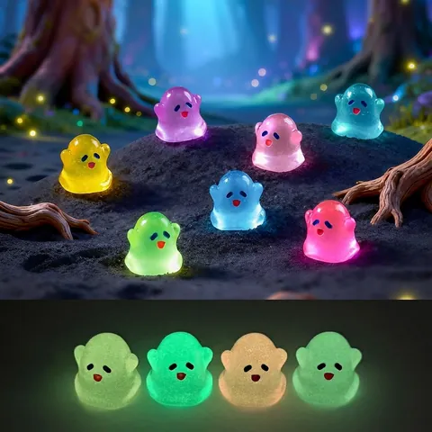 Luminous Mini Ghost Figurine Luminous Resin DIY Micro Landscape Desktop Ornament Cute Cartoon Glow In The Dark Decoration