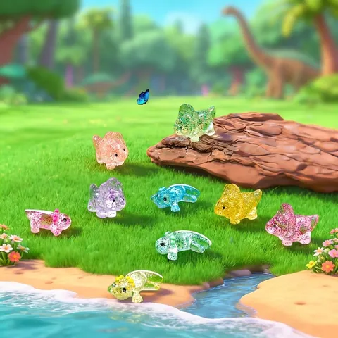 Figurines Miniatures Dinosaure Axolotl en Résine Pailletée Décoration de Micro Paysage Jardin DIY Ornements Animaux
