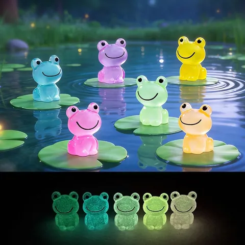 Luminous Smiling Frog Micro Landscape DIY Resin Miniature Figurine For Garden Pond Decor Cartoon Animal Ornament Craft Gift
