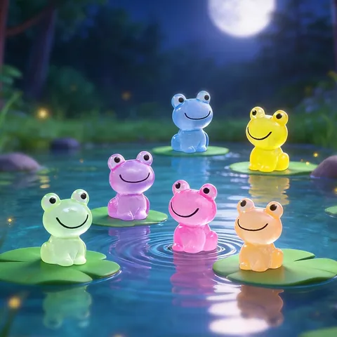 Luminous Smiling Frog Micro Landscape DIY Resin Miniature Figurine For Garden Pond Decor Cartoon Animal Ornament Craft Gift
