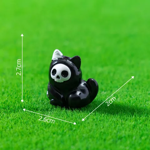 Halloween Ghost Cat Figurine Cute Resin Miniature Skeleton Mask Cat Statue For Desktop Car Decor Micro Landscape Accessory