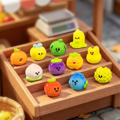 Mini Adornos Creativos de Resina de Frutas Linda Sandía Melocotón Arándano Micro Paisaje Adornos Decoración de Escritorio