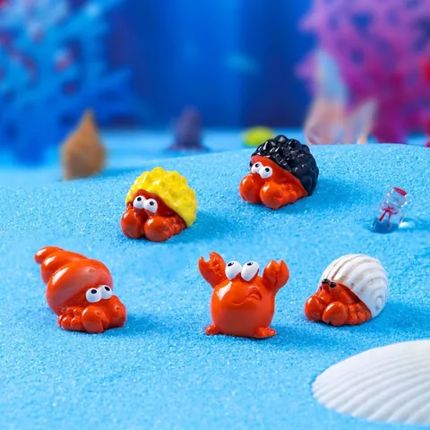 Mignonnes Figurines de Bernard-l'hermite et Crabe en Résine Miniature pour Micro Paysage DIY Aquarium Décoration d'Océan Ornements Miniatures Accessoires de Maison