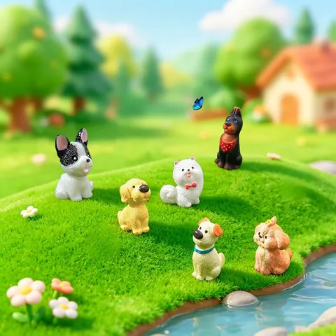 Cute Miniature Dog Figurines Micro Landscape Garden Decor DIY Accessories Golden Retriever Pomeranian Doberman Resin Puppy Statues