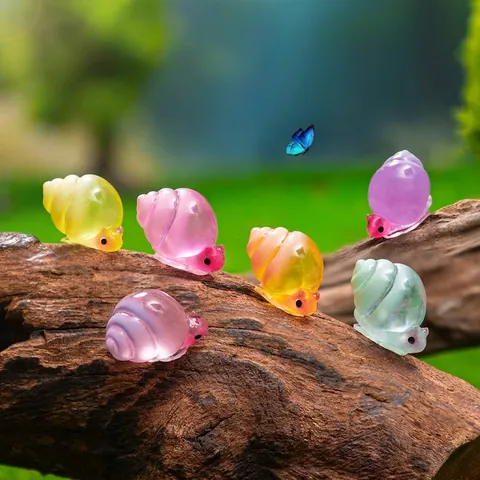 Figuras de Caracol de Resina en Miniatura para Decoración de Micro Paisaje DIY Jardín de Hadas Adornos de Caracol de Colores