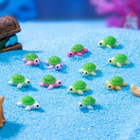 Mini Resin Sea Turtle Figurine Cute Cartoon Tiny Animal Ornament For Micro Landscape Aquarium Fish Tank DIY Craft Accessories