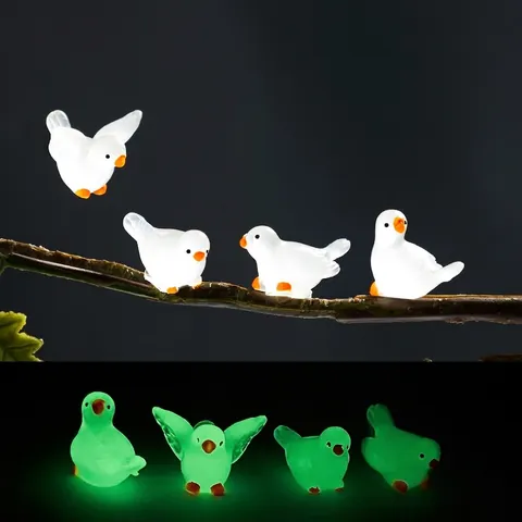 Creative Luminous Miniature Pigeon Figurine Resin Glow In The Dark Bird Statue For Micro Landscape DIY Decor Ornaments