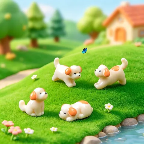 Miniature Resin Sleeping Dog Figurine Micro Landscape Fairy Garden DIY Ornament Cute Puppy Animal Decor Accessories Gift