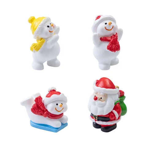 Figurines de Noël Miniatures en Résine Bonhomme de Neige Père Noël pour Micro Paysage Décoration de Scène de Neige Ornement