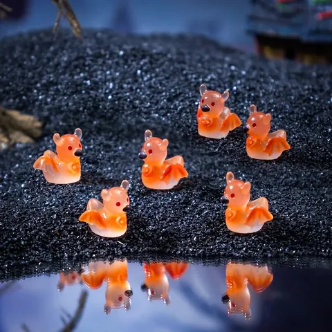 Halloween Luminous Skeleton Duck Figurine Mini Resin Glow in the Dark Bat Duck Micro Landscape DIY Decoration Desktop Ornament