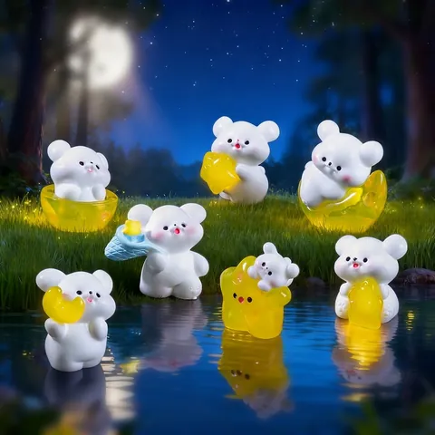Miniature Space Star Moon Dog Resin Ornaments Cute Cartoon Puppy Figurine Micro Landscape Desktop DIY Decoration Accessories