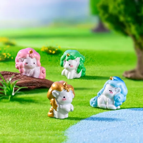 Cute Rainbow Unicorn Figurine Resin Miniature Fairy Garden Accessories For DIY Micro Landscape Car Interior Home Decor