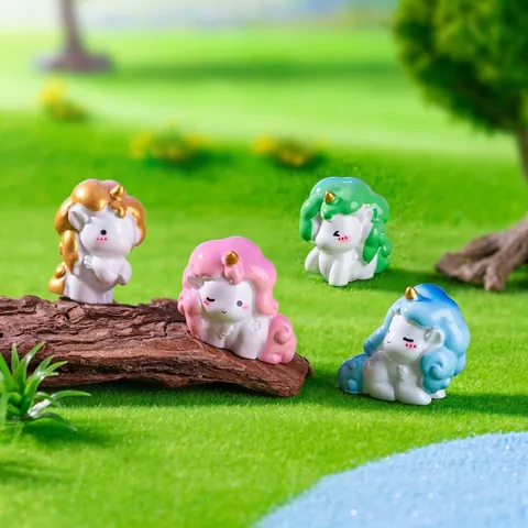 Cute Rainbow Unicorn Figurine Resin Miniature Fairy Garden Accessories For DIY Micro Landscape Car Interior Home Decor