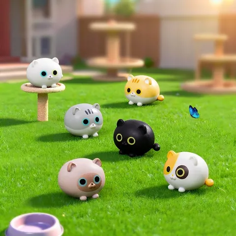 Mini Cat Bean Figurines Cute Micro Landscape Ornaments PVC Cartoon Feline Statues For DIY Gardening Home Desktop Decoration