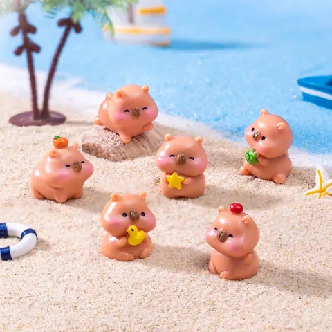 Cute Capybara Resin Figurine Mini Animal Sculpture Cartoon Water Pig Micro Landscape Ornament Desktop DIY Decor Home Decoration
