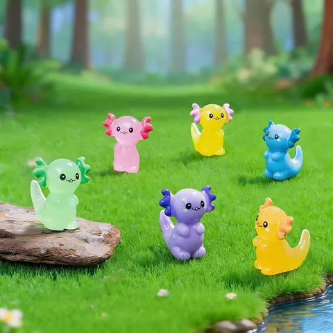 Luminous Mini Axolotl Resin Ornaments Luminous Miniature Sea Creature Figurines For DIY Moss Landscape Garden Home Desktop Decor