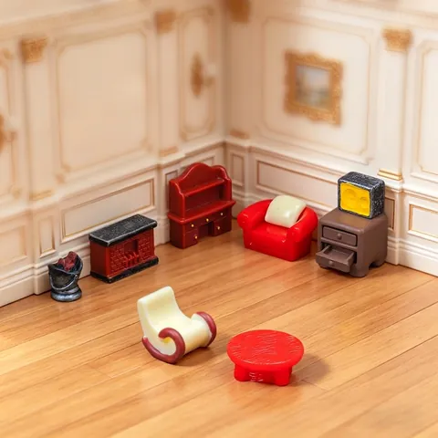 Miniature Resin Modern Furniture Model Set For Dollhouse DIY Micro Landscape Decorative Desktop Small Sofa Fireplace Ornaments