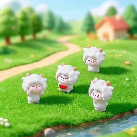 Cute Resin Lamb Figurine Miniature Micro Landscape Ornament For DIY Fairy Garden Decoration Desktop Animal Sculpture Decor