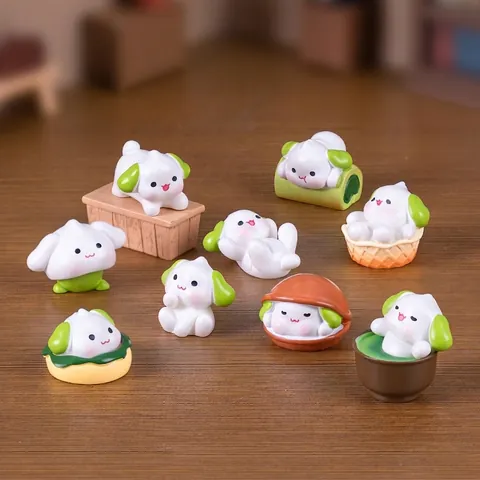 Cute Matcha Donut Dog Puppy Miniature Figurine For Micro Landscape Dollhouse DIY Desktop Resin Crafts Home Decor Ornaments