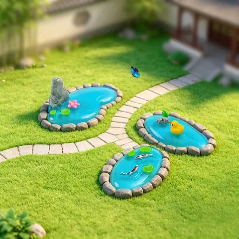 Miniature Resin Pond Koi Fish Yellow Duck Rockery Ornament For DIY Fairy Garden Terrarium Micro Landscape Accessories Decor