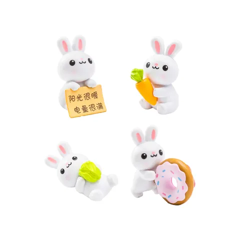 Cute Cartoon Bunny Rabbit Figurines Micro Landscape Miniature Ornaments PVC Bunny Decor For DIY Fairy Garden Potted Plant Decoration